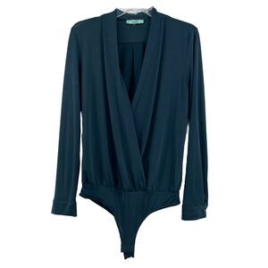 Karlie Bodysuit Top Womens Medium* V Neck Long Sleeve Dark Teal Whimsigoth Fairy